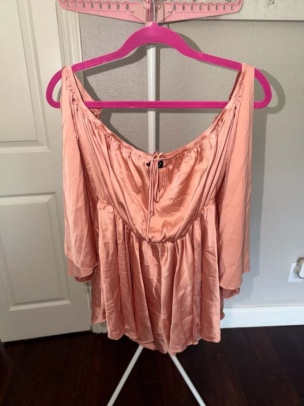 Akira Take You There Off The Shoulder Romper in Mauve